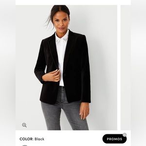 Ann Taylor Hutton Velvet Blazer Black Size 10, NWT